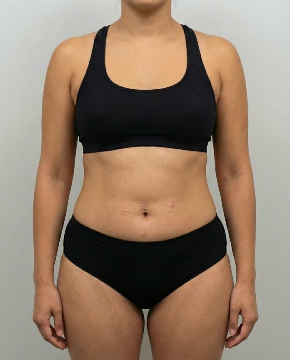 After Tumescent Liposuction on abdomen — Female patient, age 32, 5 months post-op