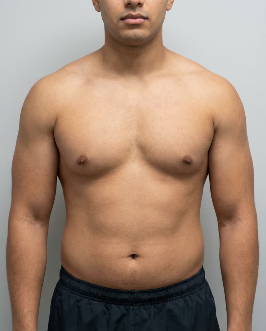 Before VASER Liposuction on arms & shoulders — Male patient, age 25