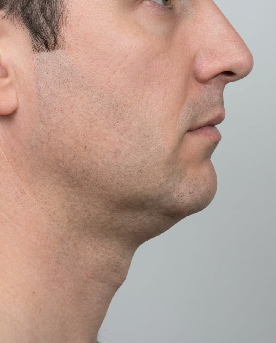 Before VASER Liposuction on chin & neck — Male patient, age 42