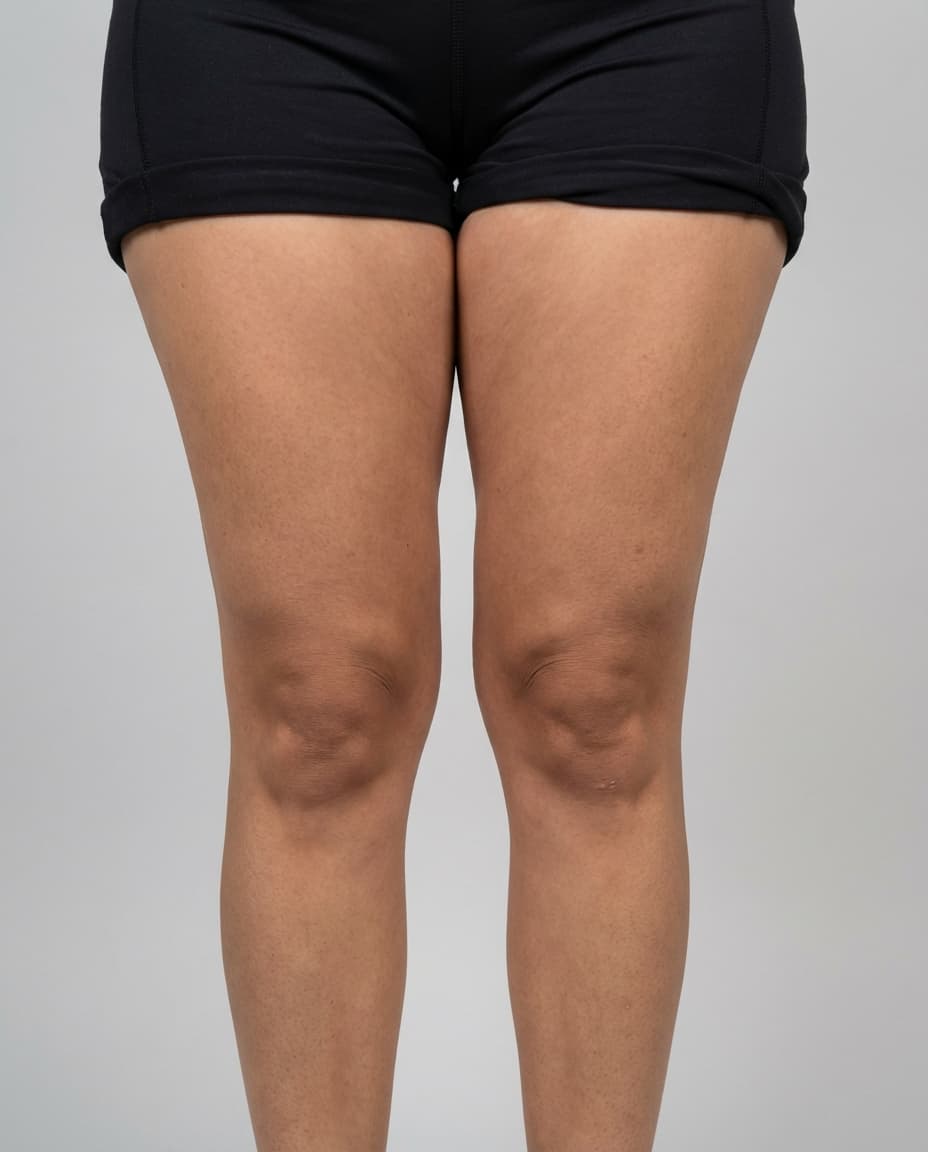 Before Tumescent Liposuction on thighs & knees — Female patient, age 35