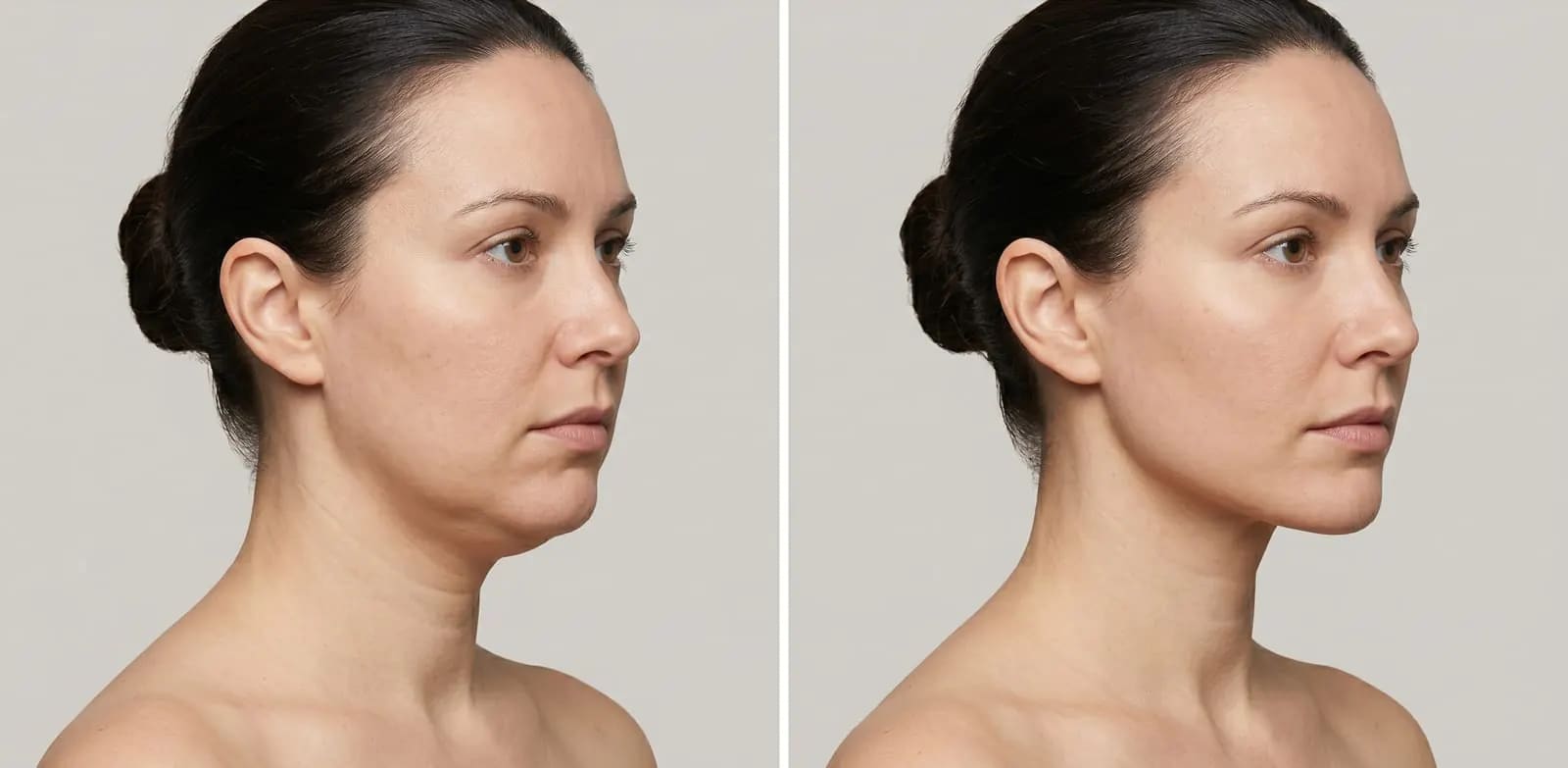 chin liposuction before and after: submental fat reduction and improved jawline definition