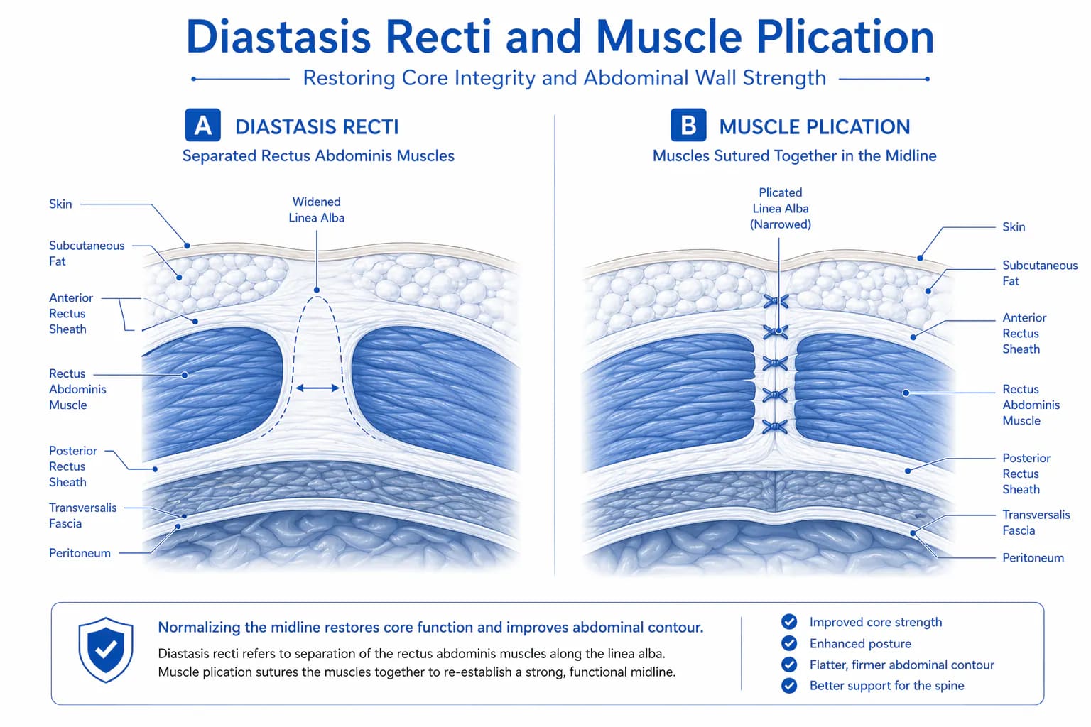 diastasis recti muscle separation repair during tummy tuck: what liposuction alone cannot correct
