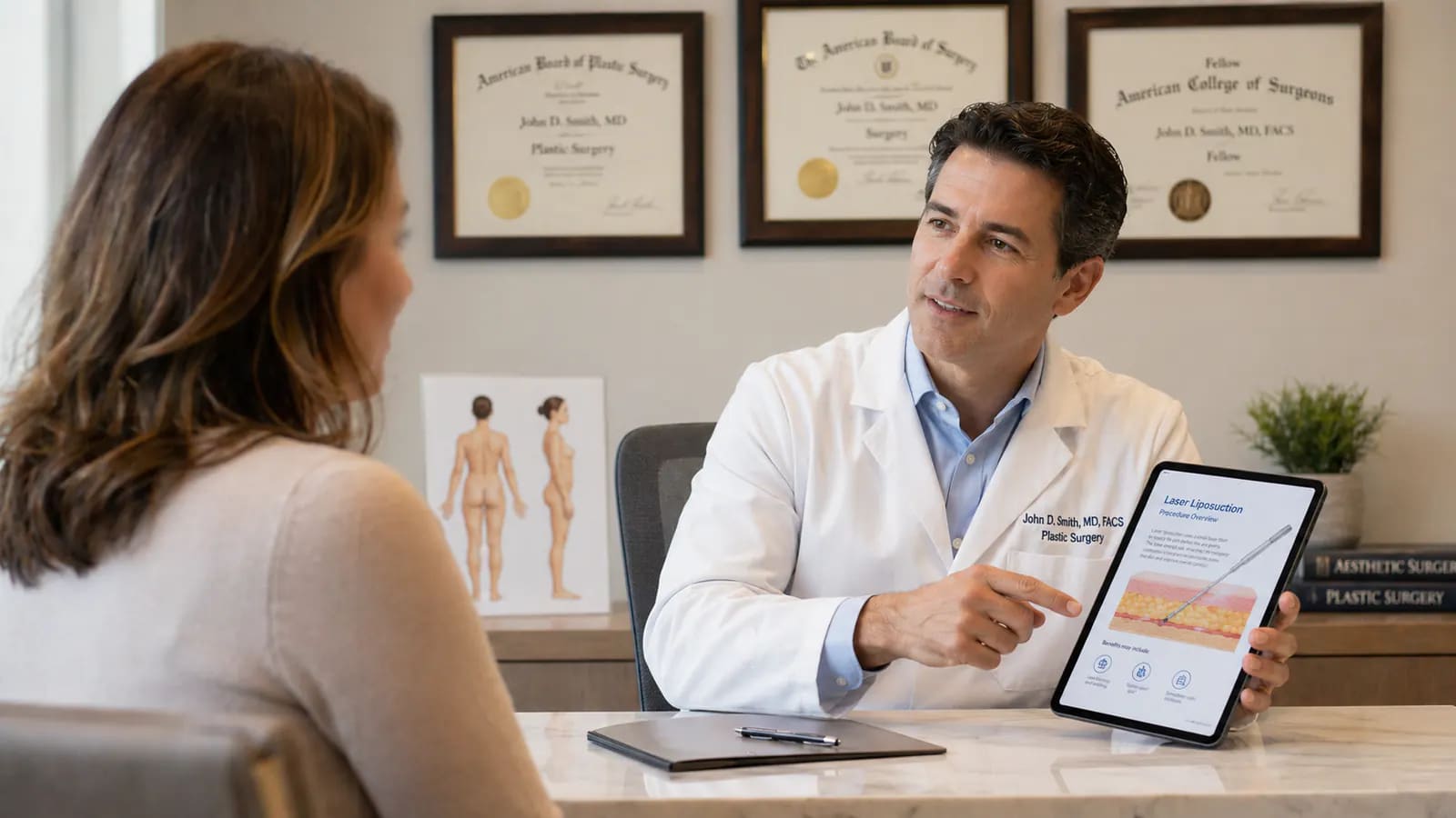 laser liposuction consultation: cost discussion, candidacy assessment, and surgeon credential review