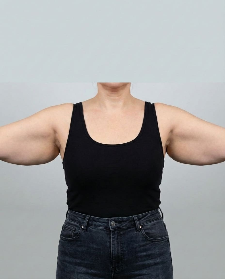 Before VASER Liposuction on upper arms — Female patient, age 41