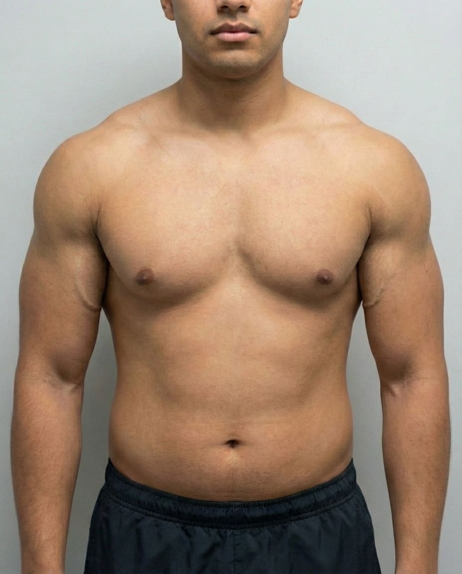 After VASER Liposuction on arms & shoulders — Male patient, age 25, 5 months post-op